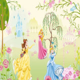Princess castle garden wallpaper design file showing detailed castle and magical garden elements