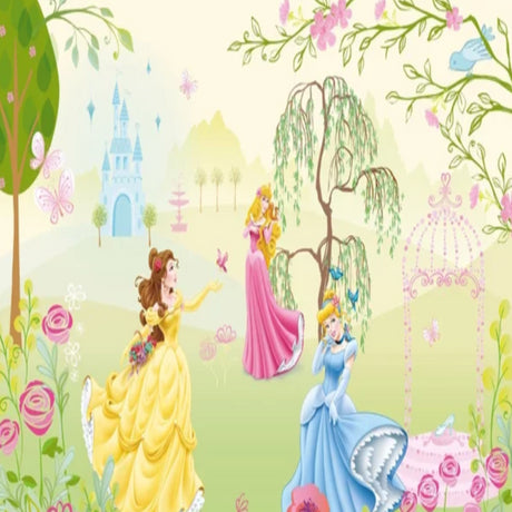 Princess castle garden wallpaper design file showing detailed castle and magical garden elements