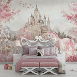 Princess themed wall mural showcased in a reading nook with soft lighting
