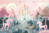 Princess castle with pink unicorns design file showing detailed pattern and magical elements