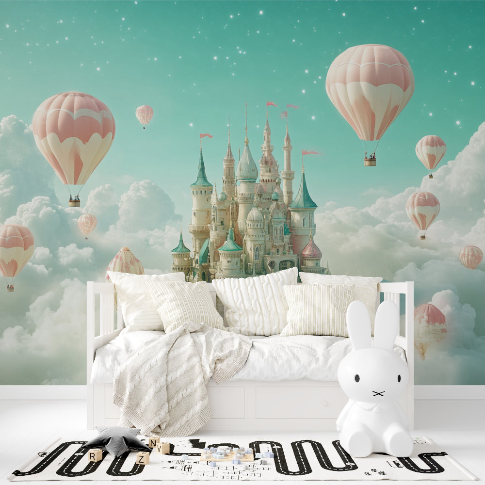 Princess themed wall mural showcased in a reading nook with cozy elements