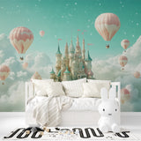 Princess themed wall mural showcased in a reading nook with cozy elements
