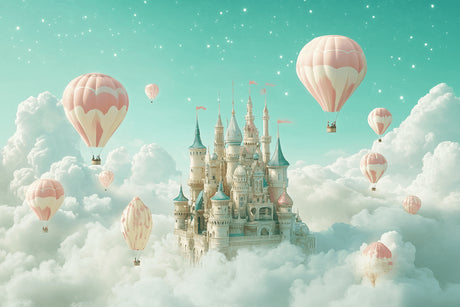 Princess castle with hot air balloons design file showing intricate pattern details