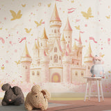 Princess wallpaper with gold butterflies brightening a nursery space