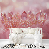 Crystal crown mural wallpaper in a reading nook with soft furnishings
