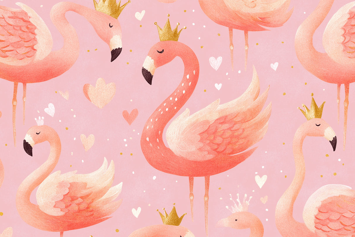 Princess Flamingo wallpaper design file showing detailed crown pattern and heart motifs
