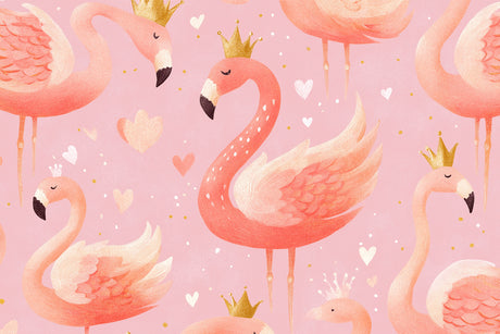 Princess Flamingo wallpaper design file showing detailed crown pattern and heart motifs