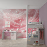 Pink pearl princess wallpaper transforming a playroom into an enchanted space