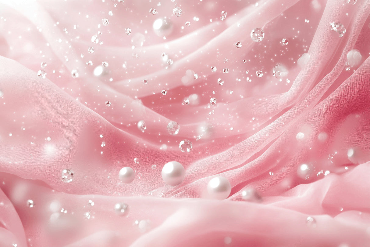 Pink princess wallpaper design file showing detailed pearl and silk pattern texture