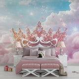 Rose gold crown mural displayed in a dreamy nursery with pink and turquoise accents