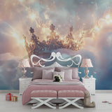 Princess crown mural displayed in a bright children's bedroom