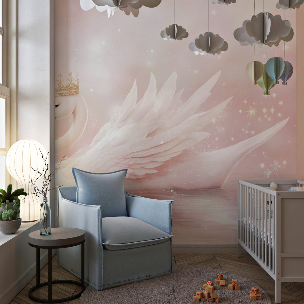 Princess Wall Mural adding elegance to a playroom with gold details