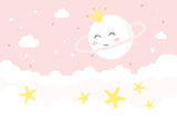 Princess cloud design file showing detailed pattern of crowned planet and dreamy stars