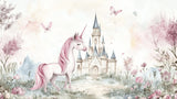 Princess castle and unicorn design file showing detailed fantasy pattern and soft pink tones