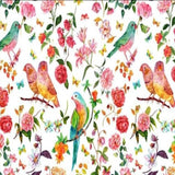 Birds Mural Wallpaper | Floral Pink Paradise with Butterflies