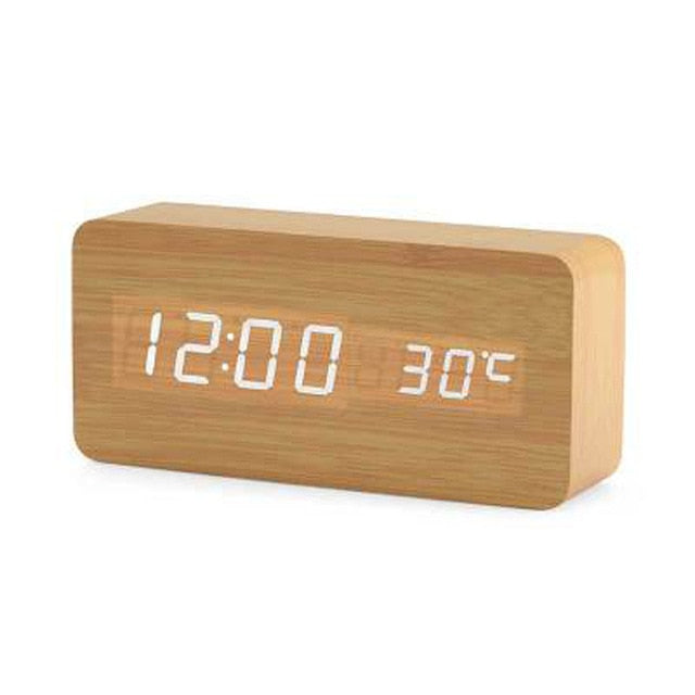 Modern Digital Alarm Clock  LED Wood Cube Design - Product detail 5