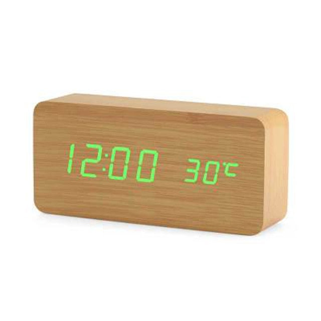 Modern Digital Alarm Clock  LED Wood Cube Design - Product detail 7