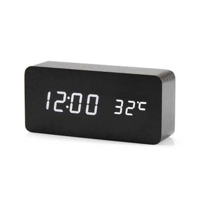 Modern Digital Alarm Clock  LED Wood Cube Design - Product detail 14