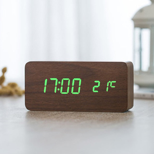 Modern Digital Alarm Clock  LED Wood Cube Design - Product detail 9