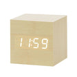 Modern Digital Alarm Clock  LED Wood Cube Design - Detailed view