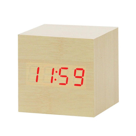 Modern Digital Alarm Clock  Wooden Cube LED Display - Product detail 5