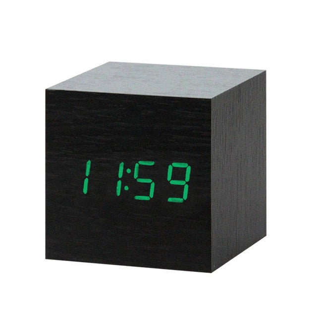 Modern Digital Alarm Clock  LED Wood Cube Design - Product detail 16