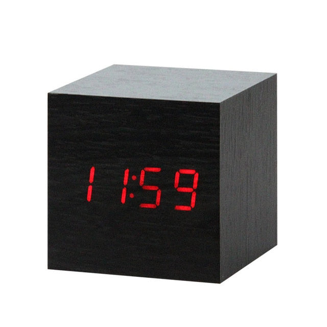 Modern Digital Alarm Clock  LED Wood Cube Design - Product detail 17