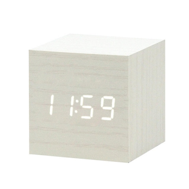 Modern Digital Alarm Clock  LED Wood Cube Design - Product detail 18