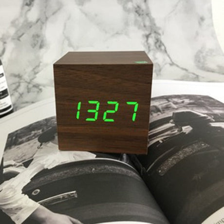 Modern Digital Alarm Clock  Wooden Cube LED Display - Product detail 10