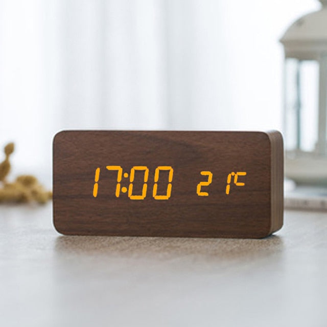 Modern Digital Alarm Clock  LED Wood Cube Design - Product detail 8
