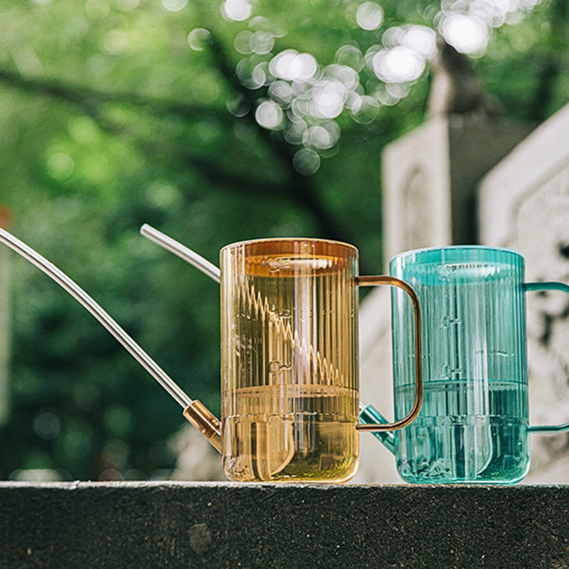 Modern Plant Watering Can  Amber Glass With Long Spout - Product example