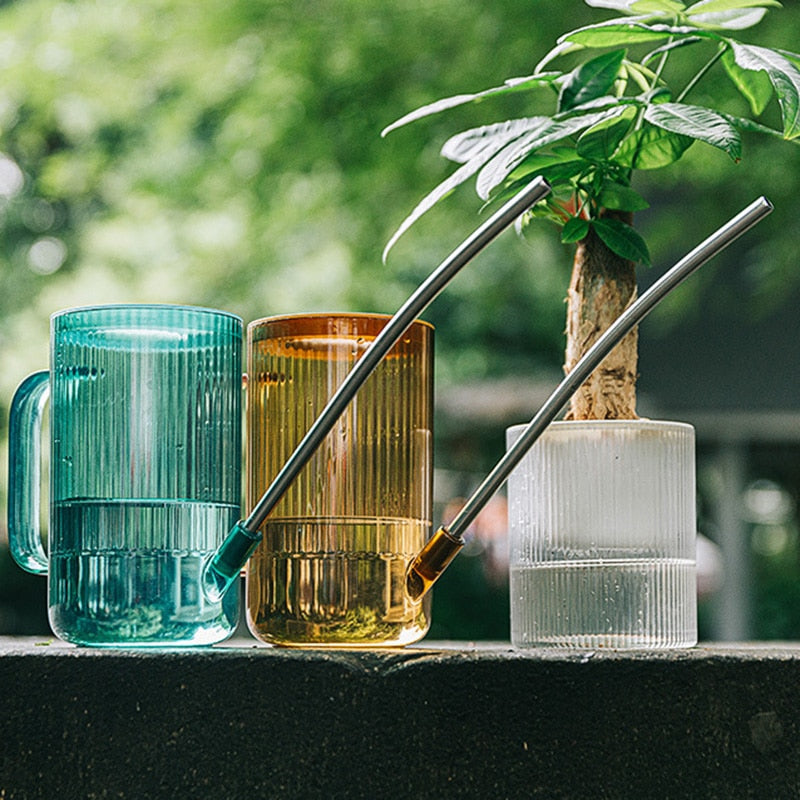 Modern Plant Watering Can  Amber Glass With Long Spout - Detailed view