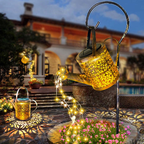 Solar Garden Light  Decorative Watering Can Design With LED String - Product showcase