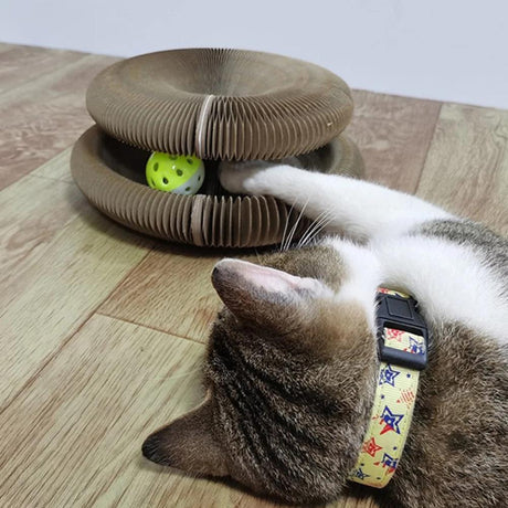 Interactive Cat Scratcher Toy  Collapsible Play Ring With Ball - Product showcase