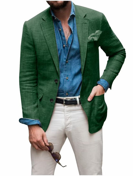 Linen Summer Blazer  Classic Ivory Two-Button Design - Product detail 14