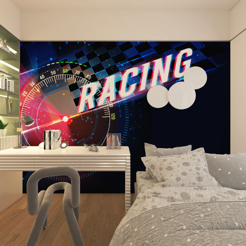 Sports car mural creating cool atmosphere in teen's gaming corner