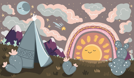 Desert rainbow wallpaper design file showing full pattern and color detail