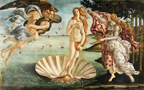 Birth of Venus classical art wallpaper design file showing full pattern and rich color details