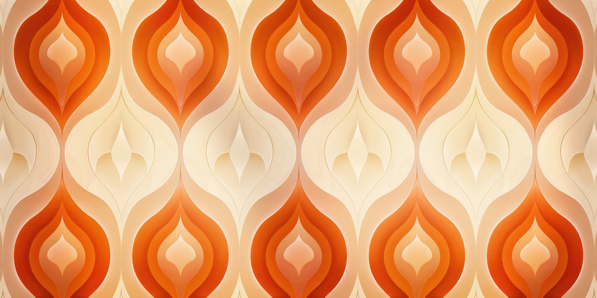 Geometric pattern design file showing teardrop motifs in orange and cream tones