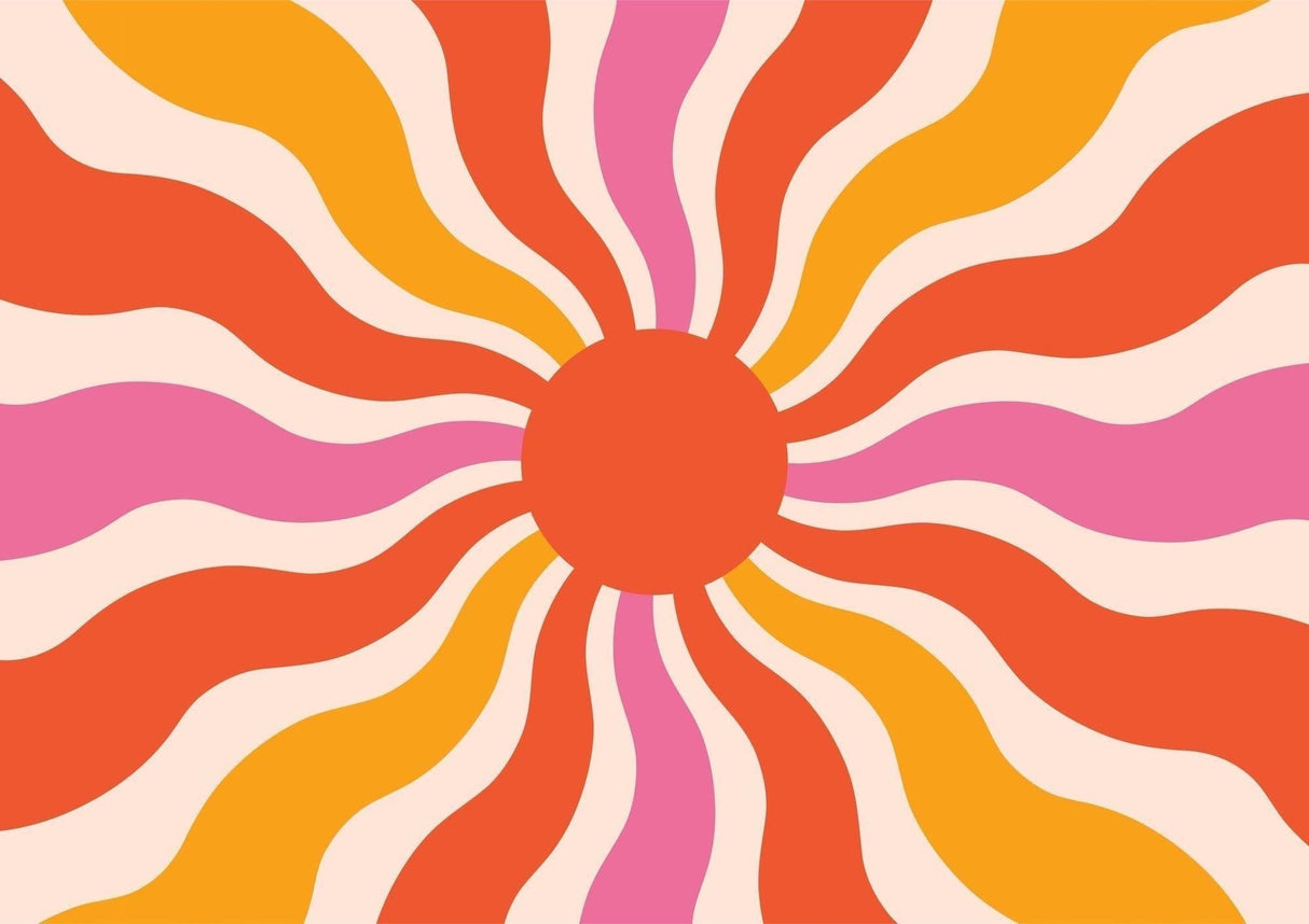 Retro sunburst pattern wallpaper design file showing detailed geometric rays and color gradient