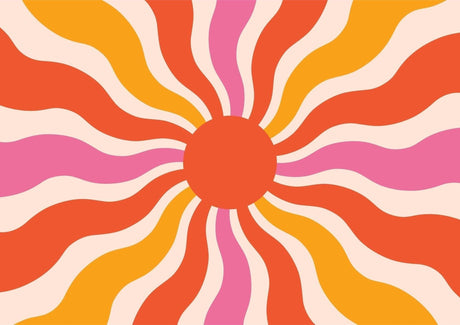Retro sunburst pattern wallpaper design file showing detailed geometric rays and color gradient