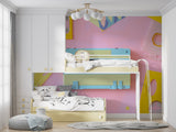 Retro cassette design wallpaper bringing life to a modern living room wall