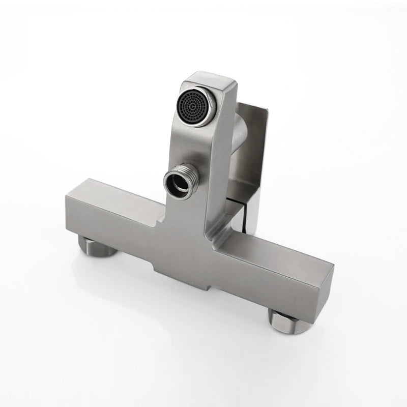 Modern Bath Mixer Tap  Brushed Steel Geometric Design - Product example