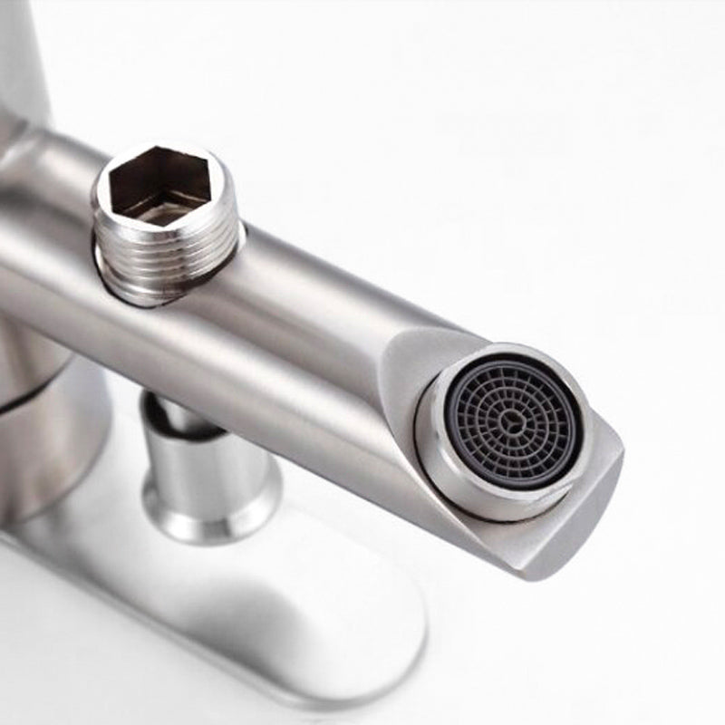 Modern Bath Faucet  Brushed Steel Single Hole Mixer - Detailed view