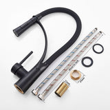 Modern Kitchen Faucet  Matte Black Gooseneck Pull Down Sprayer - Detailed view