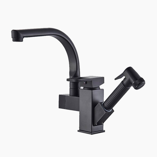 Modern Kitchen Faucet  Matte Black Pull-Out Sprayer - Product showcase