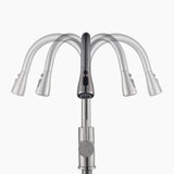 Pull Down Kitchen Faucet  Brushed Steel Gooseneck Design - Detailed view