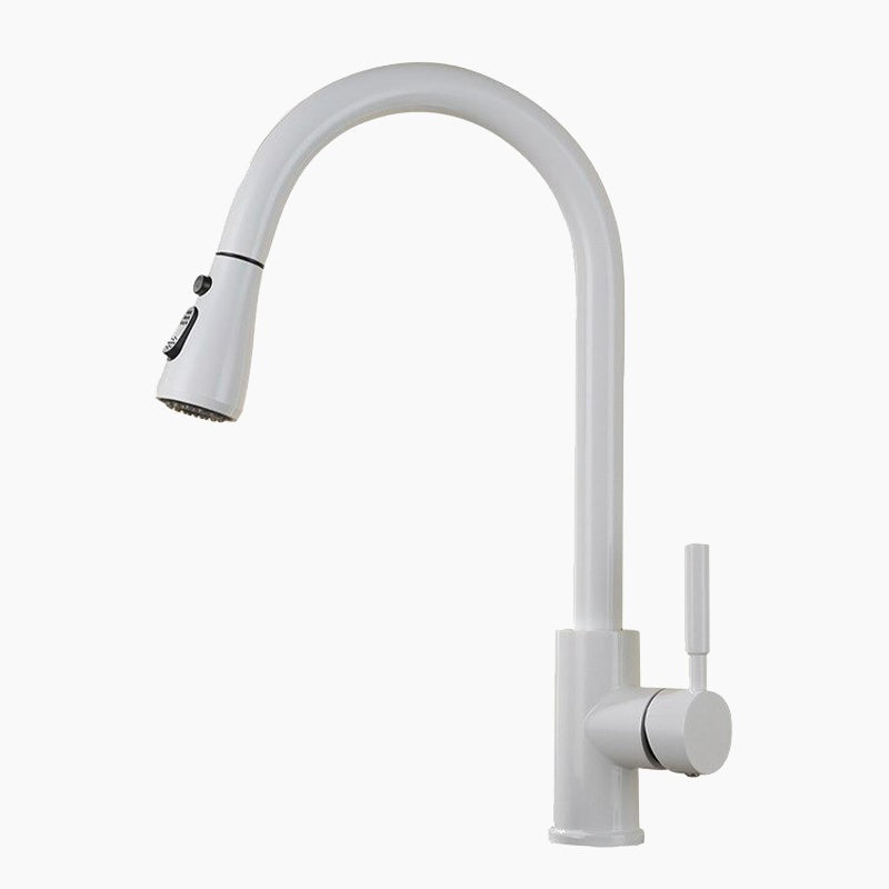 Modern Kitchen Faucet  White Pull-Down Spray Head - Product showcase