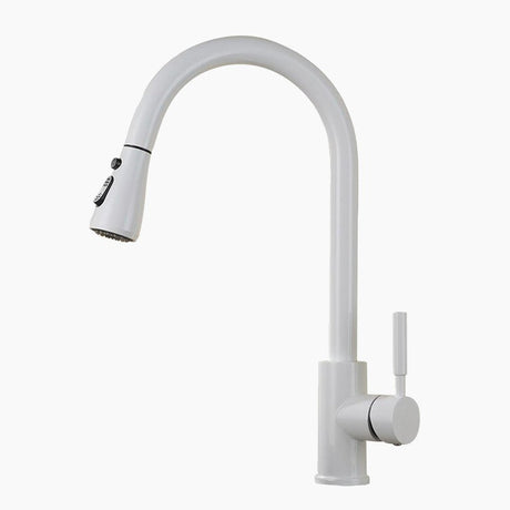 Modern Kitchen Faucet  White Pull-Down Spray Head - Product showcase
