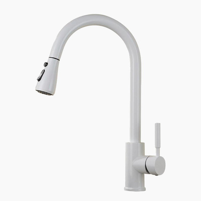 Modern Kitchen Faucet  White Pull-Down Spray Head - Product showcase